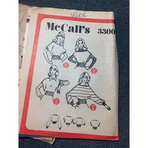 McCalls 3300 Sewing Pattern Blouse Top Designs Petite 6M 1970s